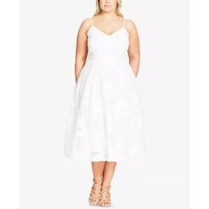 City Chic Trendy Plus Size Floral-Appliqué Fit & Flare Dress Size 14